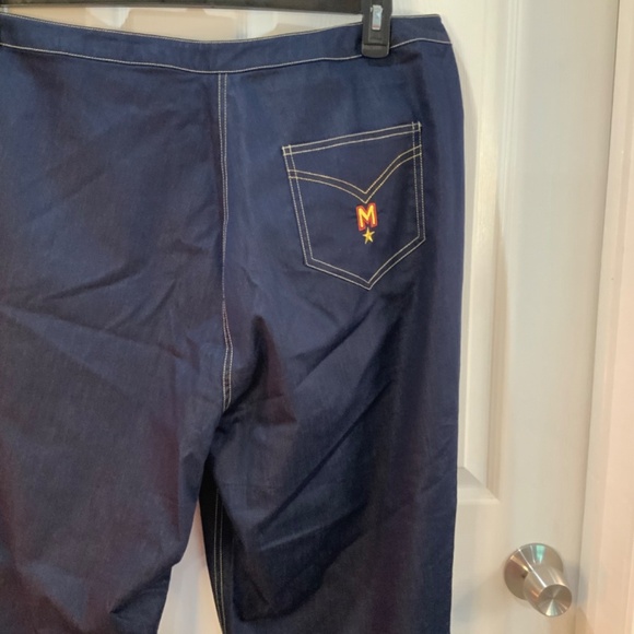 BOB MACKIE WEARABLE ART DENIM WIDE LEG BLUE PANTS PLUS SIZE 2X - Picture 5 of 7